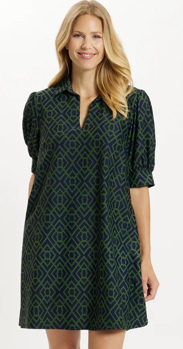 Jude Connally Emerson Dress Garden Lattice Navy/Loden