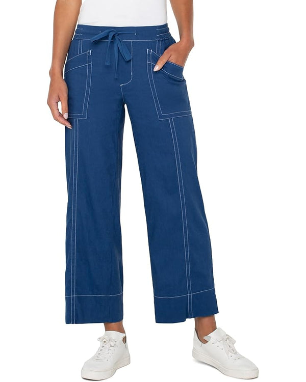 Liverpool Pull-on Drawstring Wide Leg Pant Goddess Blue