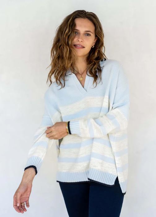 Mersea Marina Polo Sweater Sky/Sea Salt Navy