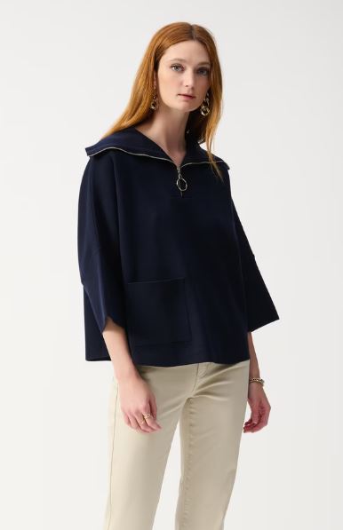 Joseph Ribkoff Oversized Cutaway Dolman Top Style 243954 Midnight Navy