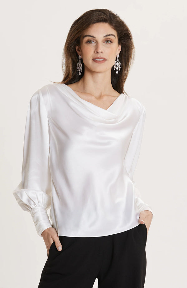 Tyler Boe Olivia Charmeuse Top Ivory