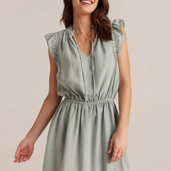 Bella Dahl Ruffle Sleeve Tencel Mini Dress Oasis Green Dan s Southern Prep