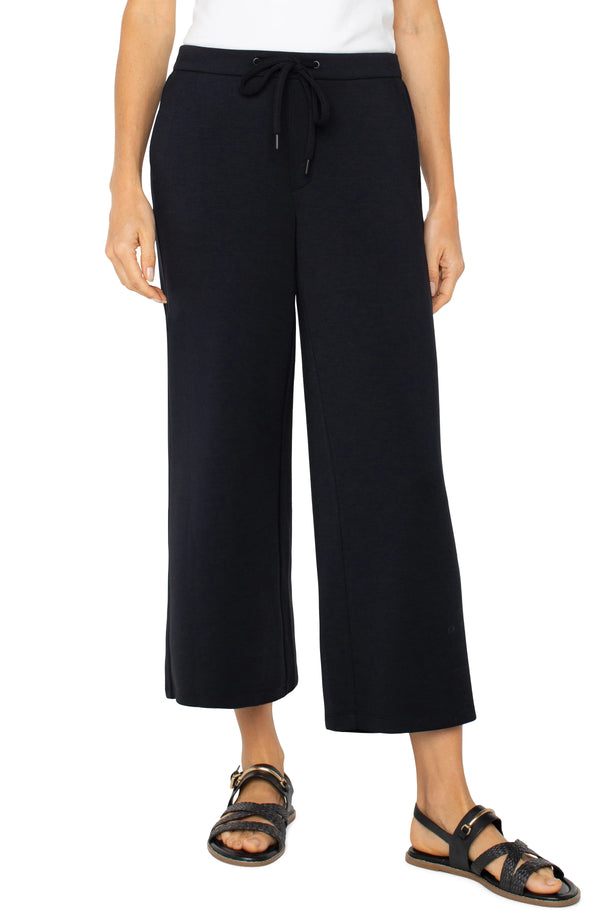 Liverpool Cloud 9 Crop Pull On Wide Leg Pant Black