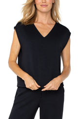 Liverpool Cloud 9 Dolman Sleeve V-Neck Top Black