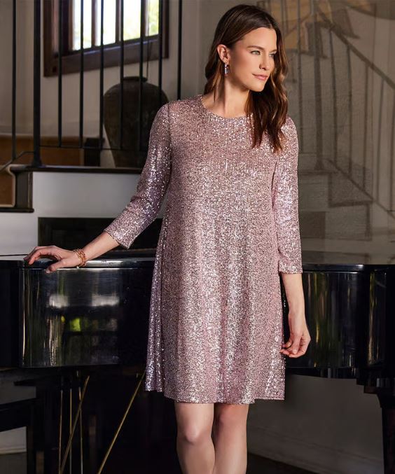 Karen Kane Sequin Swing Dress Pink