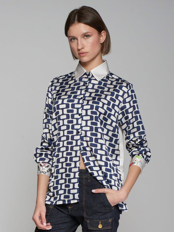 Vilagallo Shirt 31846 Geometric Shirt with Printed Back