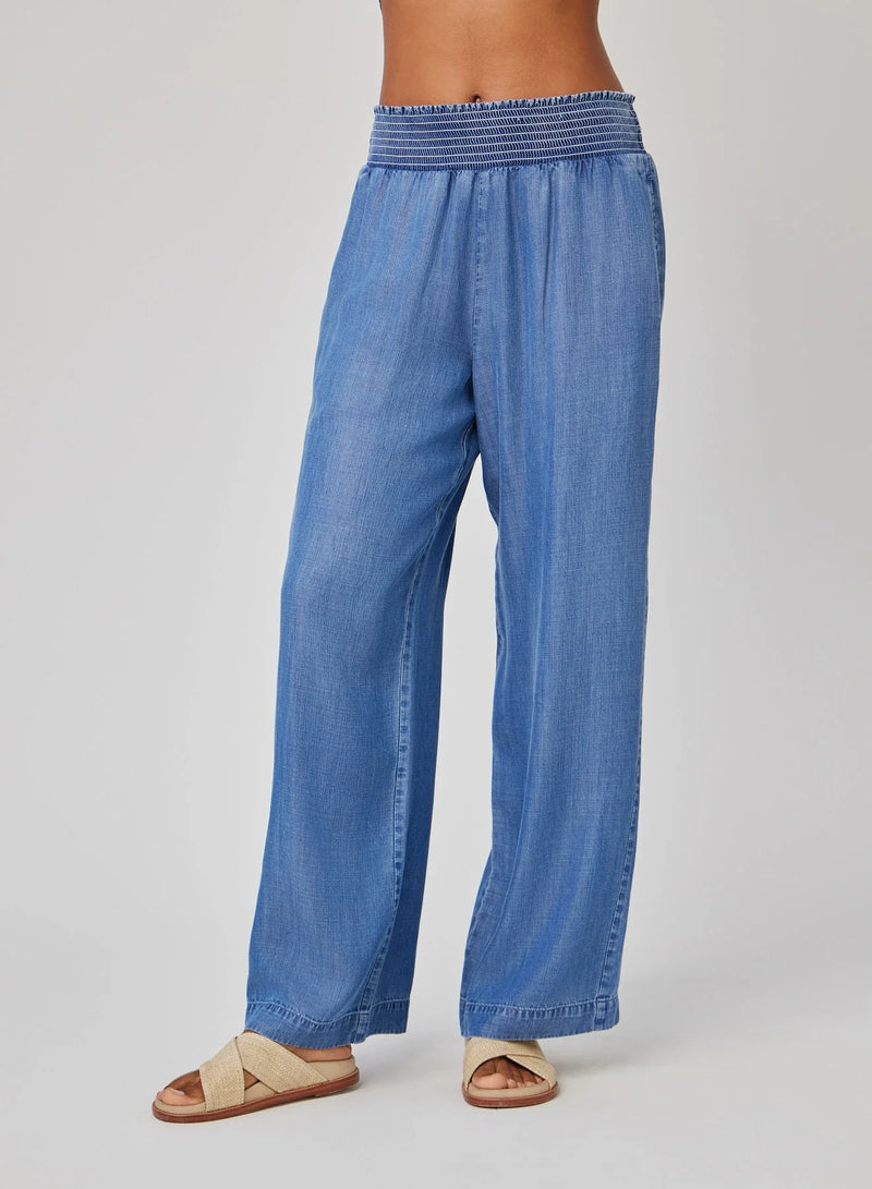 Bella Dahl Smocked Waist Wide Leg Pant Moonlit Haze Wash