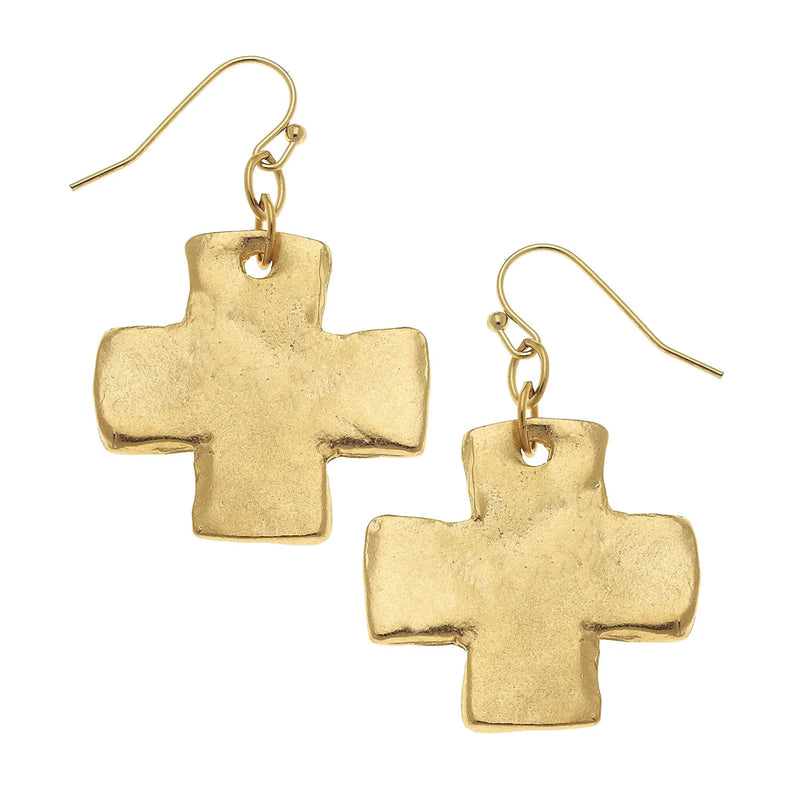 Susan Shaw Square Cross Earrings Gold