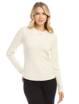 Karen Kane Ribbed Crewneck Sweater Off-White