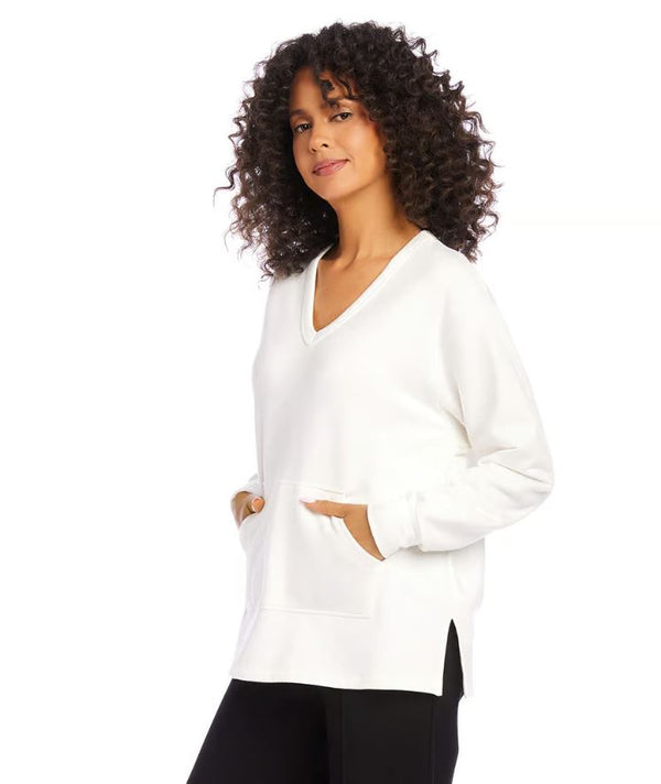 Karen Kane V Neck Sweatshirt Cream