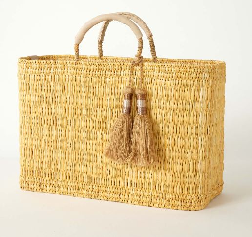 Mersea Medina Market Bag with Cotton Tassel Medium Natural