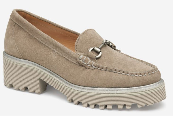 Johnston & Murphy Emmalynn Bit Loafer Taupe Suede