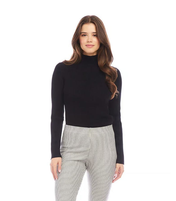 Karen Kane Ribbed Turtleneck Sweater Black