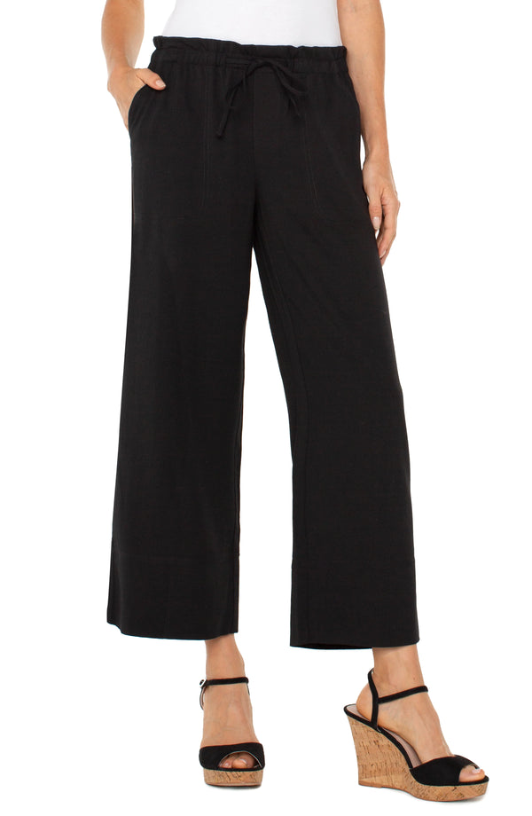 Liverpool Pull-on Tie Waist Wide Leg Ankle Black