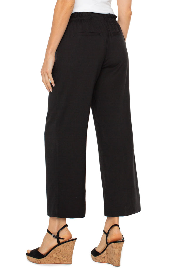 Liverpool Pull-on Tie Waist Wide Leg Ankle Black