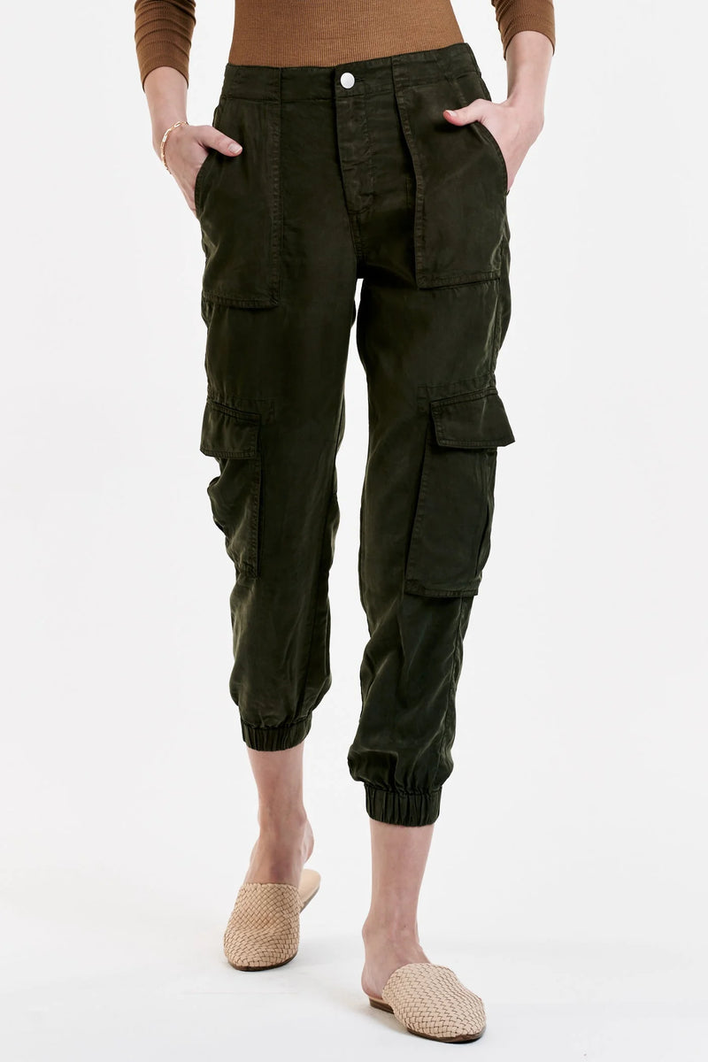 Dear John Sandy Super High Rise Ankle Trouser Pants Olive