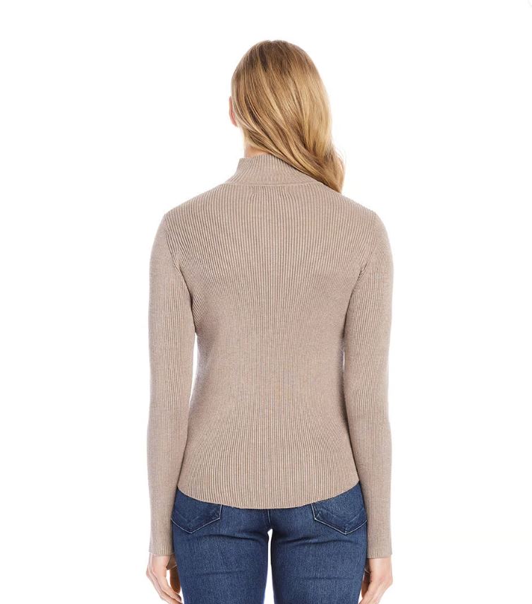 Karen Kane Ribbed Turtleneck Sweater Wheat