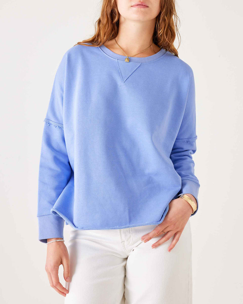 Mersea Frenchie Raw Edge Crewneck Periwinkle Blue