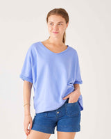 Mersea Frenchie V Neck Short Sleeve Periwinkle Blue