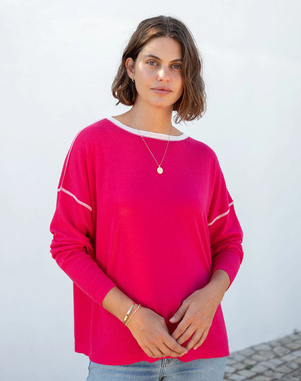 Mersea The Delmar Sweater Azalea Pink Contrast