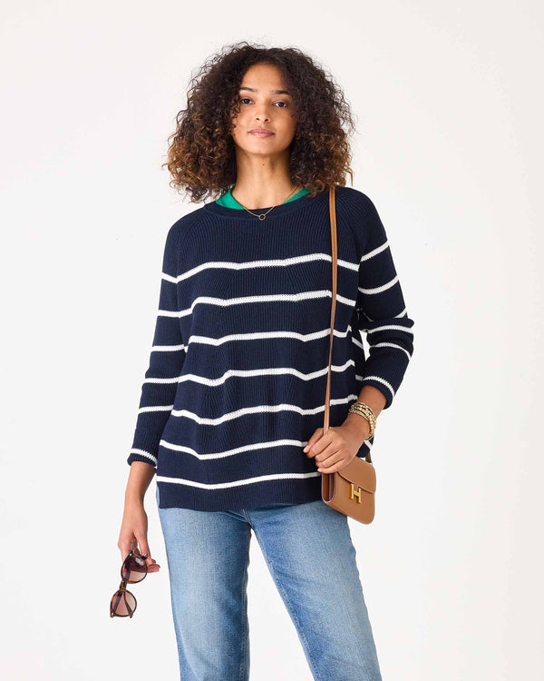 Mersea Camden Crewneck Sweater Navy/Sea Salt Stripe