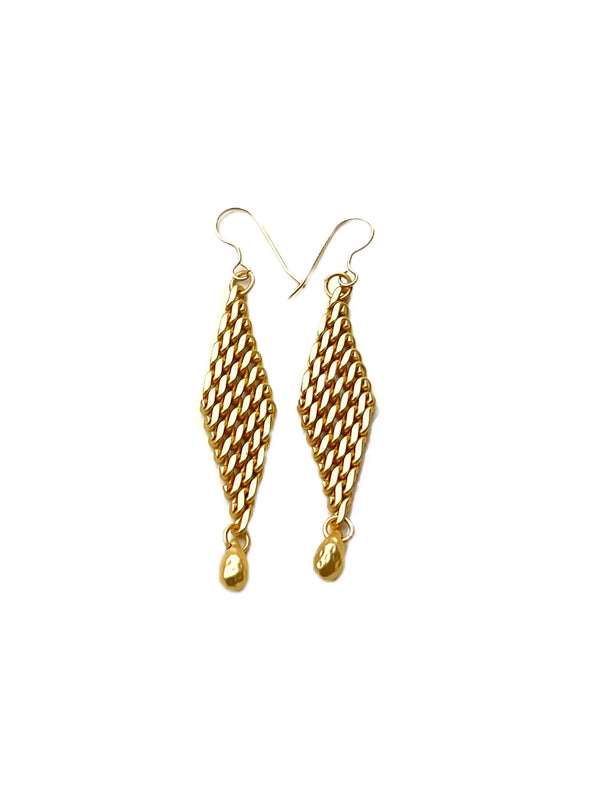 LJ Sonder Flapper Earrings with Nugget Drop Gold