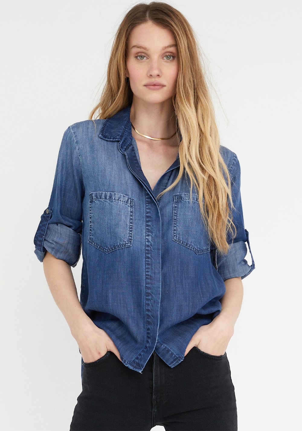 Bella Dahl Split Back Button Down Dark Ombre Wash – Dan's Southern Prep