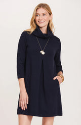 Tyler Boe Kim Cotton Cashmere Cowl Neck Dress Midnight