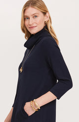 Tyler Boe Kim Cotton Cashmere Cowl Neck Dress Midnight