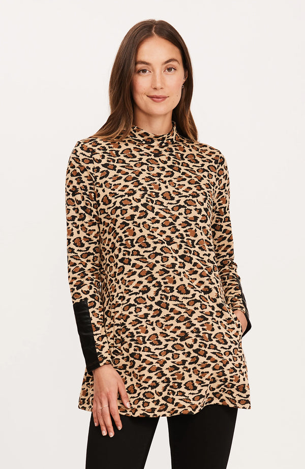 Tyler Boe Crissy Jacquard Tunic Brushed Leopard