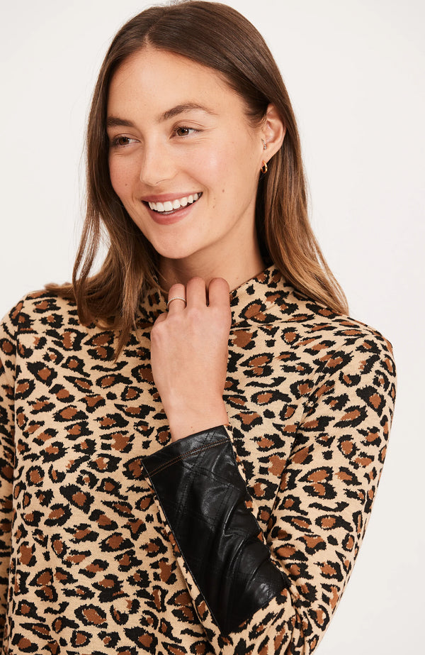 Tyler Boe Crissy Jacquard Tunic Brushed Leopard