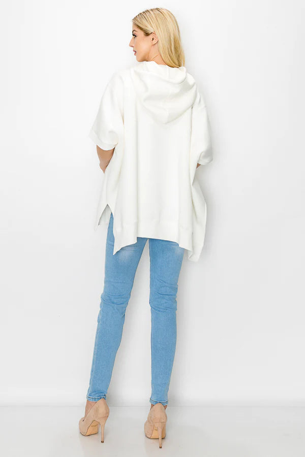 JOH Fleta Poncho With Hoodie White