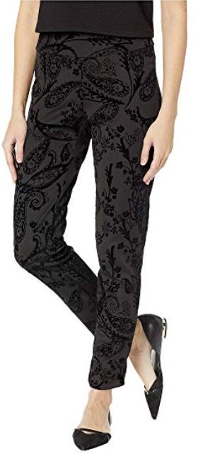 Krazy Larry Black Flocked Paisley Pull-On Pant