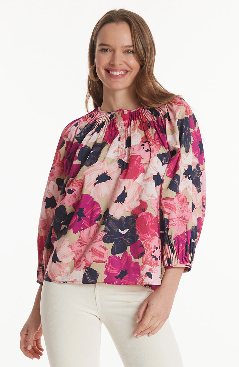 Tyler Boe Sarah Cotton Floral Flutter Sleeve Top Multi