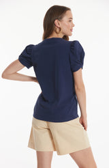 Tyler Boe Kari Puff Sleeve Tee Navy