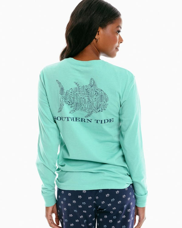 Southern Tide Leafy Skipjack Fill Women's Long Sleeve T-Shirt Wasabi