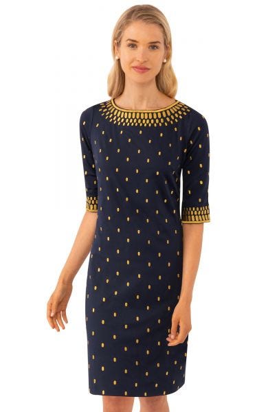 Gretchen Scott Rocket Girl Dress Navy/Gold